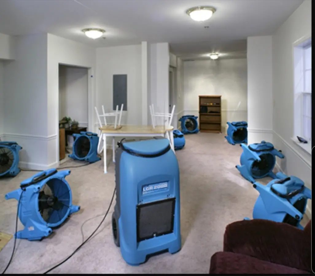 Air movers and dehumidifier setup for Water Damage Restoration in Palm City